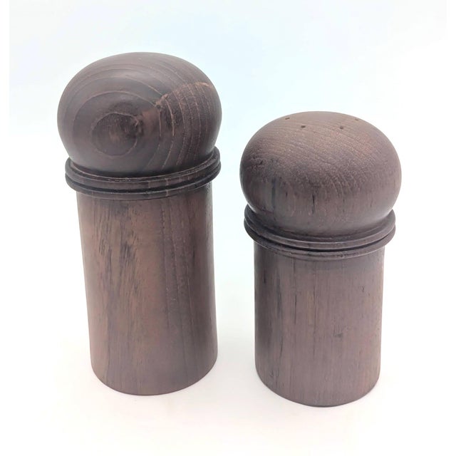 Dansk 1970s Dansk Teak Wood Salt Shaker & Pepper Mill Designed by Gunnar Cyrén, a Pair For Sale - Image 4 of 13