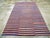 Mid 20th Century Galerie Shabab Mid-20th Century Abstract Turkish Handmade Striped Flat-Weave in Persimmon Coral, Blue For Sale - Image 5 of 10