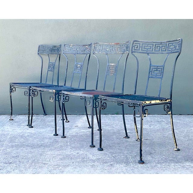 Vintage Meadowcraft Greek Key Metal Patio Chairs - Set of Four For Sale - Image 12 of 12