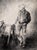 Back At The Stables (I) by James Van Fossan | Charcoal and Graphite on Paper cowboy in a stable For Sale