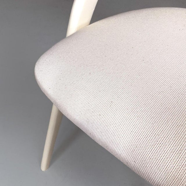 Mid-Century Italian Modern White Wood and Fabric Chairs, 1960s, Set of 6 For Sale - Image 12 of 14