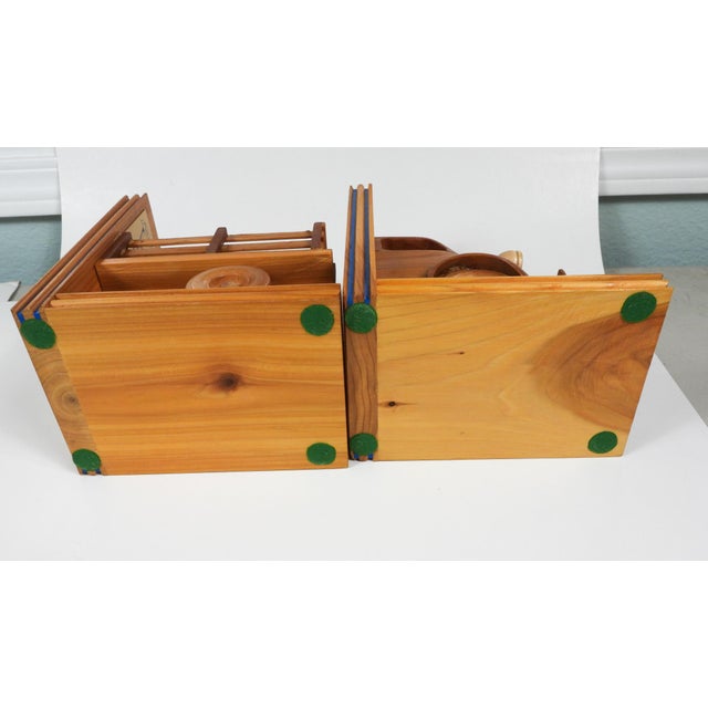 Brown 1992 Handmade Wood Truck Bookends For Sale - Image 8 of 9