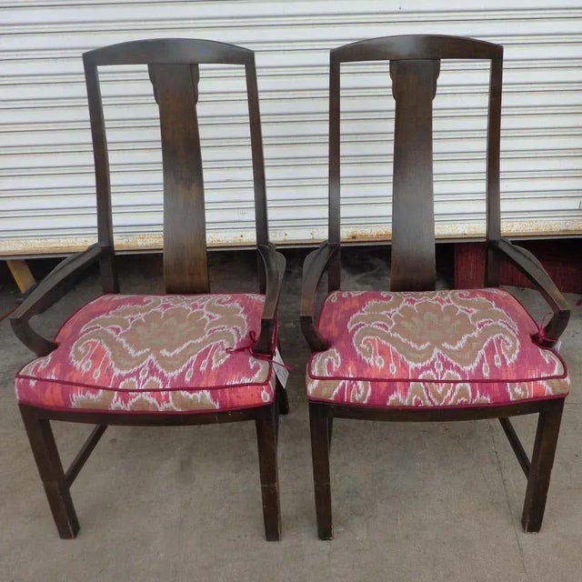 Baker Furniture Company 17th Century Baker Ikat Print Dining Chairs - Set of 6 For Sale - Image 4 of 7