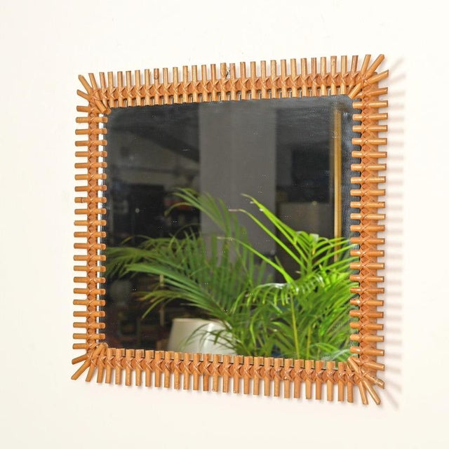 Italian Rectangular Mirrors in Rattan and Wicker from Vivai del Sud, Italy, 1970s, Set of 2 For Sale - Image 14 of 15