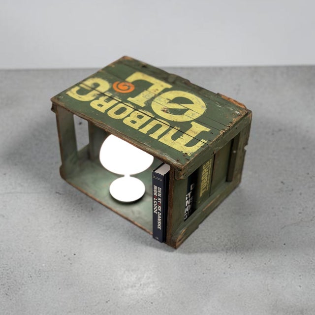 Original danish tuborg beer transport crate produced during the 1950s–1960s. executed in painted pine with the classic...