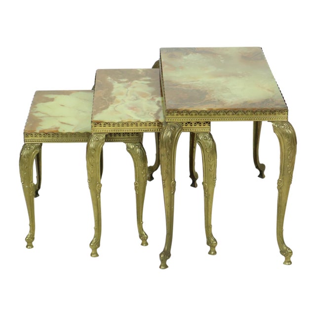 Hollywood Regency Nesting Tables in Onyx and Marble, 1950s, Set of 3 For Sale - Image 6 of 17