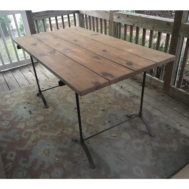 Pottery Barn Iron Trestle Table Chairish