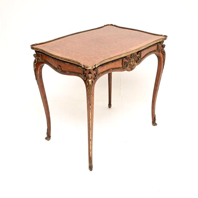 Antique French Inlaid Bureau Plat Desk, 1890 For Sale - Image 3 of 11