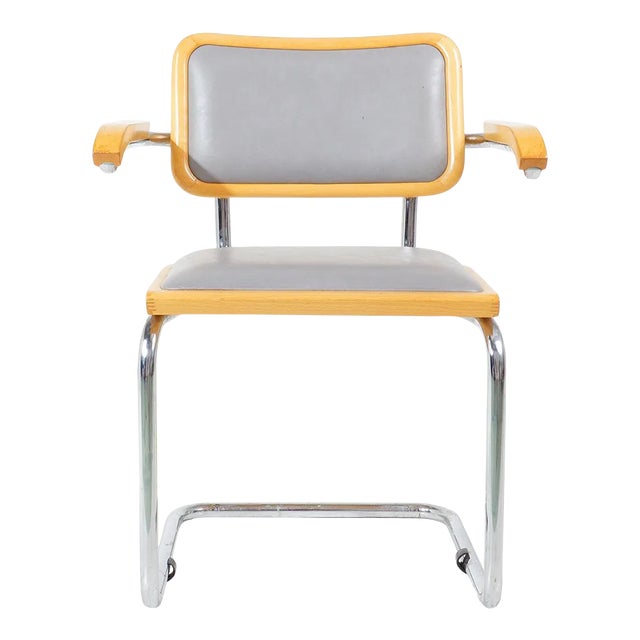 Gray Italian Cesca Armchair by Marcel Breuer, 1950s For Sale