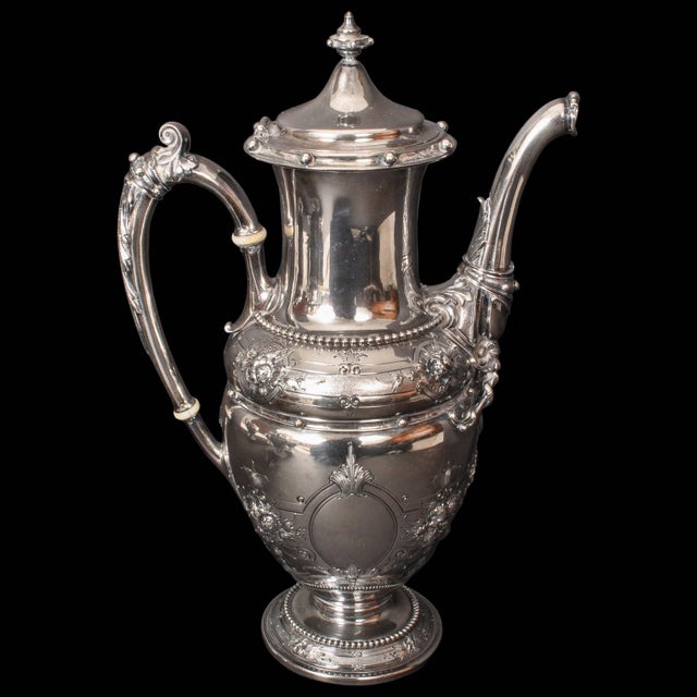 Antique American Gorham Coin Silver Mary Todd Lincoln Tea & Coffee Service, 1861 - 7 Pieces For Sale In Portland, OR - Image 6 of 12