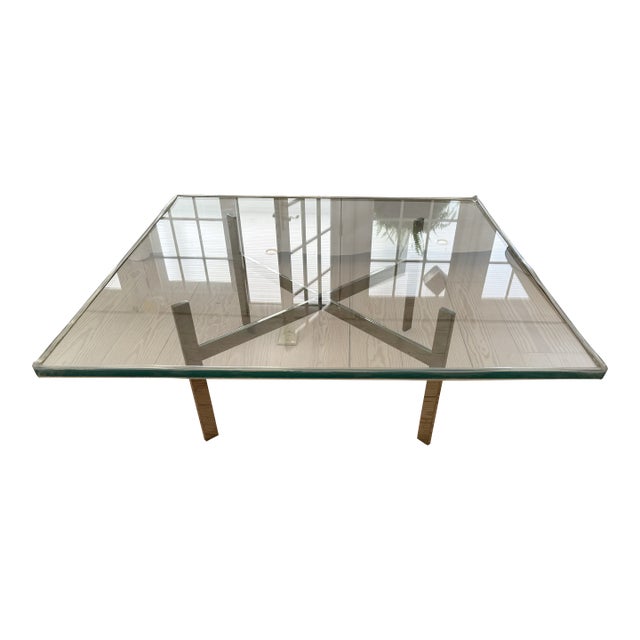 Vintage Glass and Chrome Cocktail Coffee Table For Sale