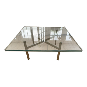 Vintage Glass and Chrome Cocktail Coffee Table