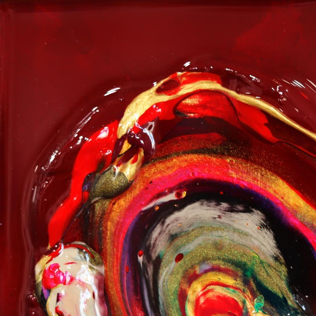 Le Feu Interieur X - Colorful Impasto Textured Heart Artwork on Wood Panel by Cynthia Coulombe-Bégin For Sale In Los Angeles - Image 6 of 9
