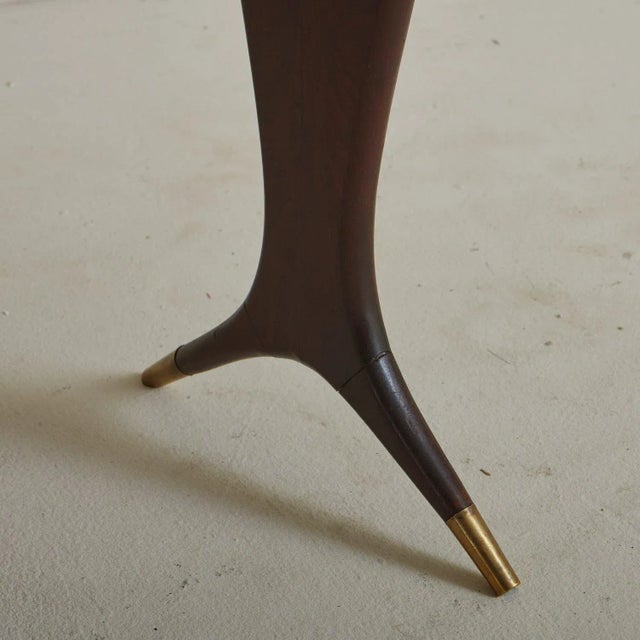 Coffee Breccia Pernice Marble + Mahogany Coffee Table Attributed to Guglielmo Ulrich, Italy 1950s For Sale - Image 8 of 12