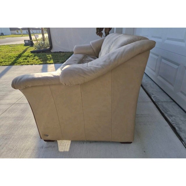 Ekornes ASA 1990s Ekornes Oslo Beige Wood Trim Sofa For Sale - Image 4 of 6
