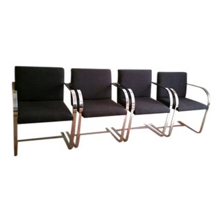 1980s Set of 4 Grey Flat Bar Brno Style Chairs For Sale