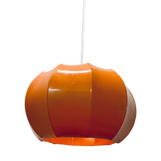 Hanging Lamp in Orange Plastic with a Marble Effect from Ilka-Plast, 1970s For Sale