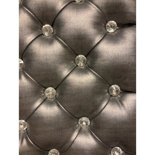 Silver Tufted Nightstand, Designed by ZoyaB For Sale - Image 4 of 6