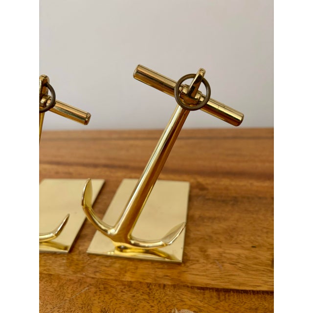1950's Nautical Solid Brass Anchor Bookends - A Pair For Sale - Image 4 of 8