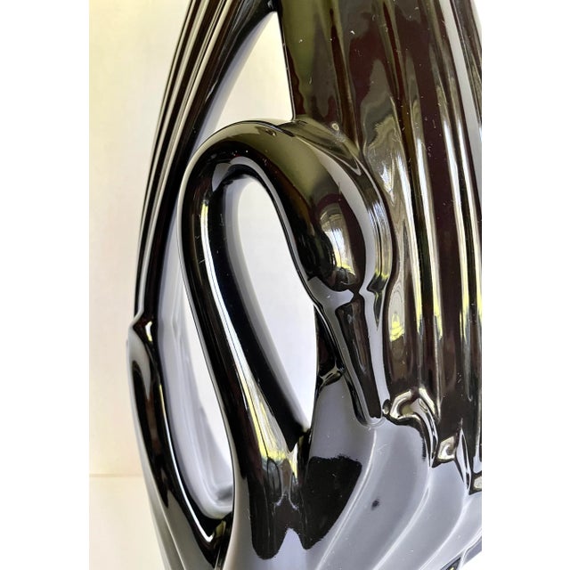 Royal Haeger 1960's Royal Haeger Pottery Black Ceramic Swan For Sale - Image 4 of 10