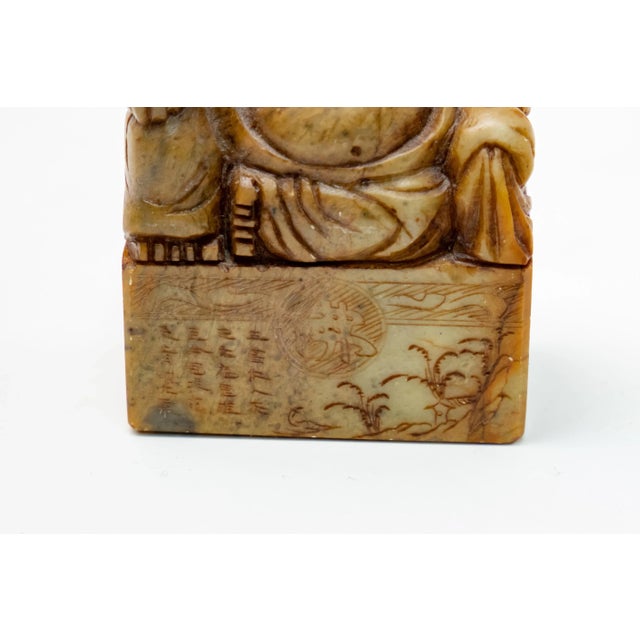 Chinese Soapstone With Shoushan Buddha Hand Carved Chop Seal For Sale - Image 4 of 11