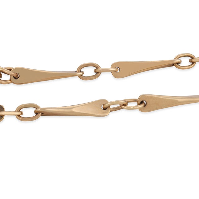 1970s 1970s 14k Yellow Gold Modernist Tapered Bar Link Necklace For Sale - Image 5 of 6