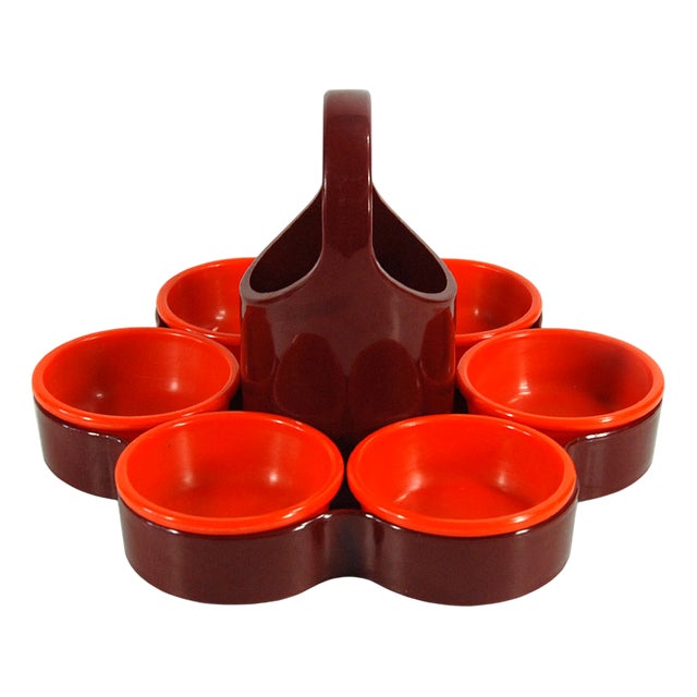 Space Age Plastic Set in Brown and Orange from Emsa, 1970s, Set of 7 For Sale