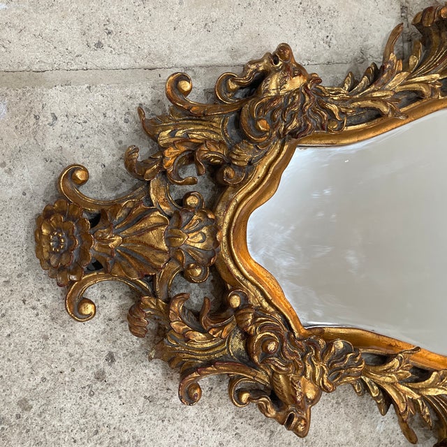 Glass 1940s Pair of French Carved Gilt Composite Mirrors French For Sale - Image 7 of 11