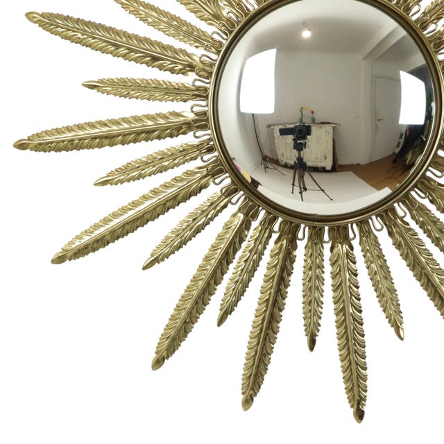 Mid-Century Modern Mid-Century Modern Copper-Plated Metal Sunburst Mirror from Deknudt, 1960s For Sale - Image 3 of 13