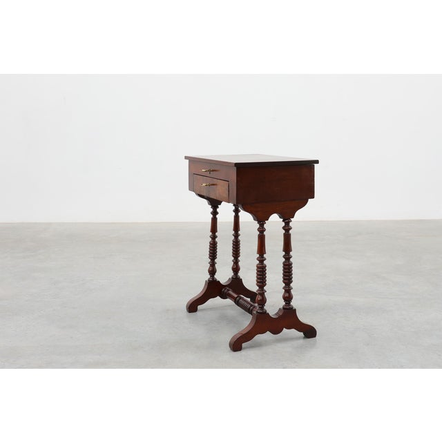 19th Century Louis Philippe Side Table with Two Drawers and Turned Twin Legs, France, 1850s For Sale - Image 5 of 16