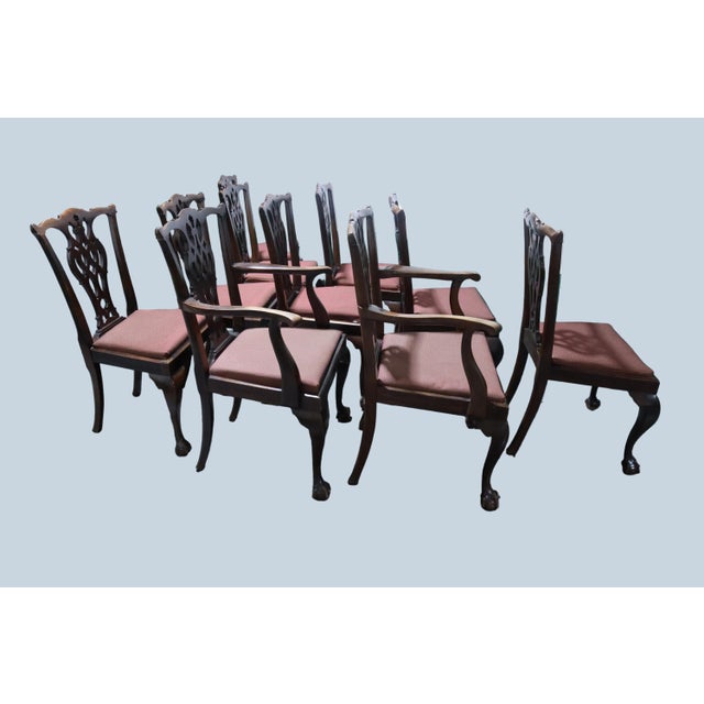 Chippendale Ten Chippendale Style Clawfoot 19th Century Dining Chairs For Sale - Image 3 of 16