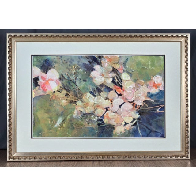 Green Julie Manfredi Original Floral Still Life Acrylic Painting, Framed For Sale - Image 8 of 13