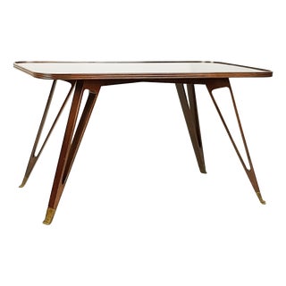 Mid-Century Modern Wood and Brass Coffee Table by Paolo Buffa, Italy, 1950s For Sale