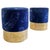 Metal 20th Century Modernist Brass and Blue Velvet Stools, Italy, 2000s, Set of 2 For Sale - Image 7 of 7