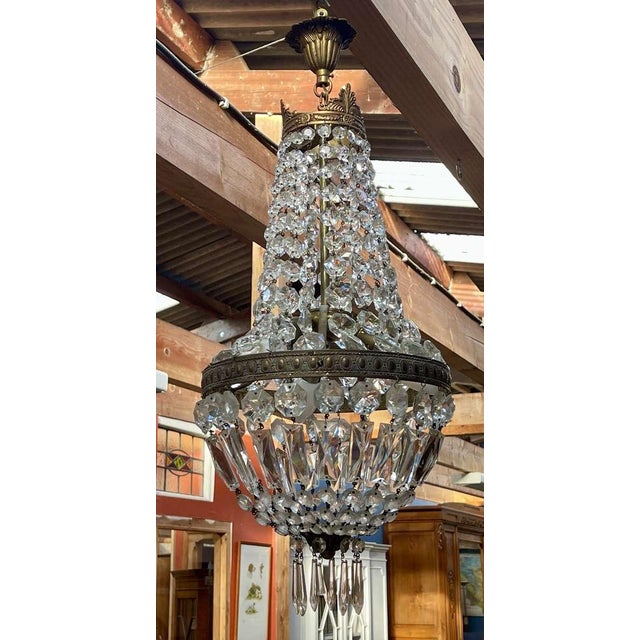 Early 20th Century Hot Air Balloon Chandelier with Crystal Drops For Sale - Image 3 of 11
