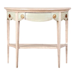 Vintage Neoclassical Gilt and Wood Demi-Lune Console Table For Sale