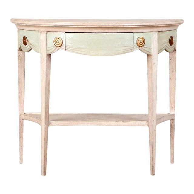 Vintage Neoclassical Gilt and Wood Demi-Lune Console Table For Sale