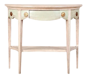 Vintage Neoclassical Gilt and Wood Demi-Lune Console Table