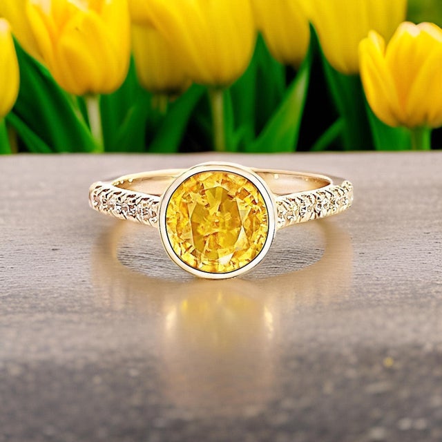 2010s Natural Sapphire Diamond Ring 6.5 14k Y Gold 2.28 TCW Certified For Sale - Image 5 of 18