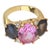 Christina Addison Medium 18 Karat White Gold Gum Drop Ring With Pink Topaz and Iolite For Sale