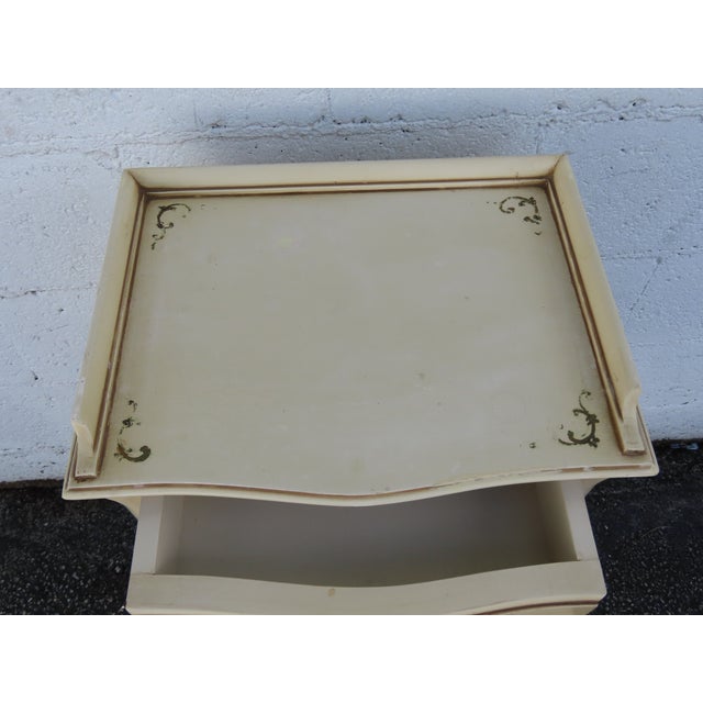 French Shabby Chic Painted Tall Narrow Nightstand Side End Table 6327 For Sale In Miami - Image 6 of 15