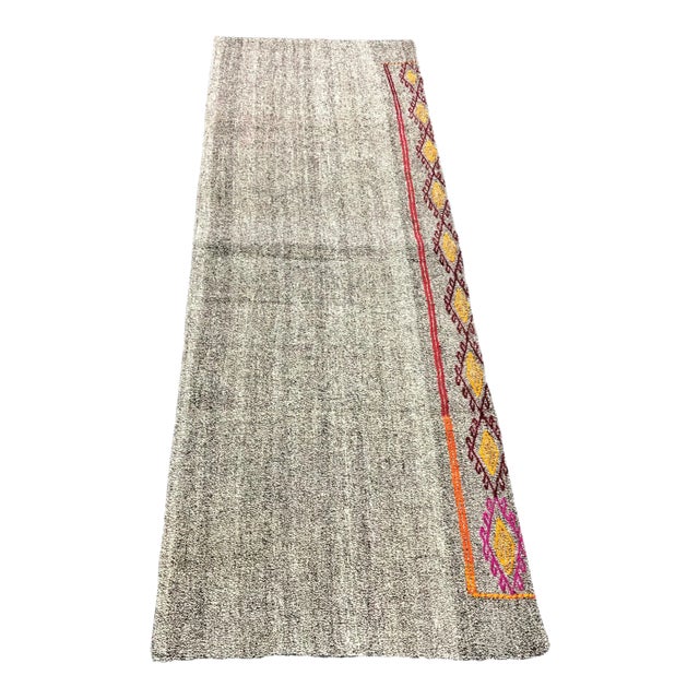 Vintage Turkish Handwoven Aztec Corridor Kilim Rug - 2′3″ × 7′3″ For Sale