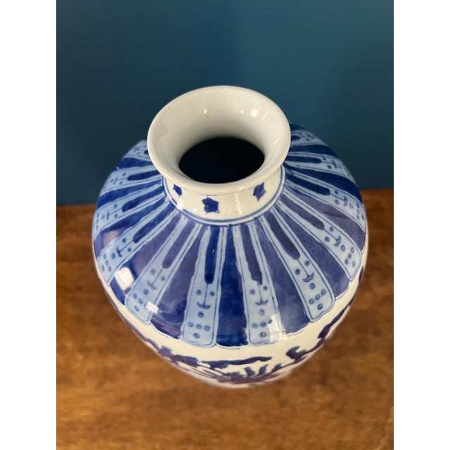 Chinese White and Blue Chinoiserie Vase For Sale - Image 9 of 9