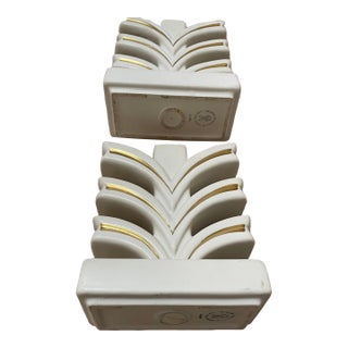 Pair of Vintage Cream Geneva Porcelain-Art Deco Pottery-MCM Candle HOLDERs For Sale