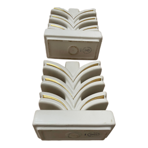 Pair of Vintage Cream Geneva Porcelain-Art Deco Pottery-MCM Candle HOLDERs
