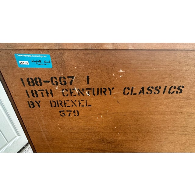 Vtg. Drexel Solid Mahogany Three Drawer Block Front Georgian Bachelors Chest For Sale - Image 13 of 14