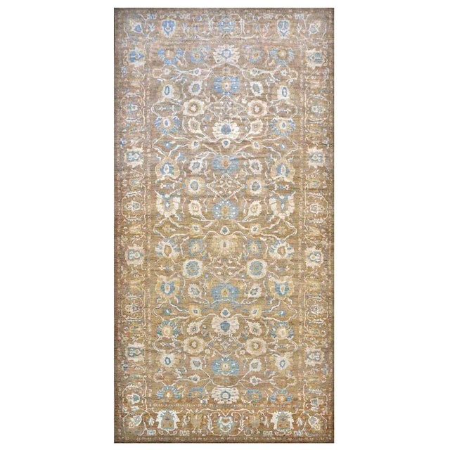 Persian Sultanabad Wool 10 x 20 Taupe, Ivory & Light Blue Handmade Gallery Area Rug #1141324