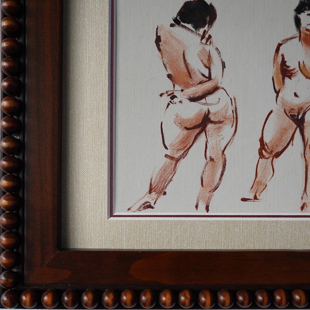 Oxblood Red Vintage Mid 20th Century Original Nude Study Painting For Sale - Image 8 of 15