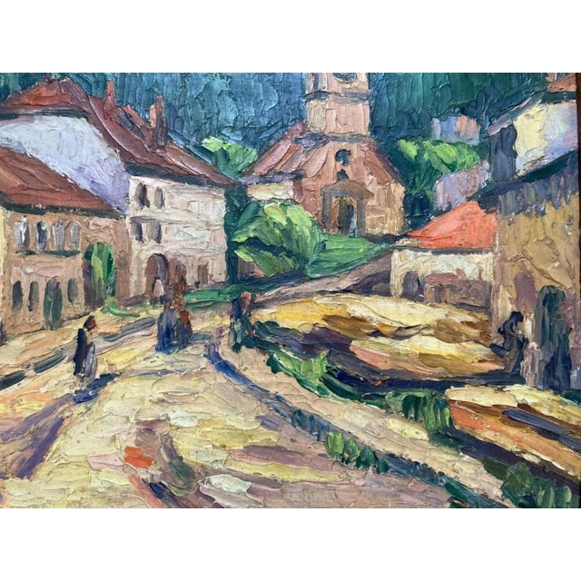 Village Road (20th Century Framed Impressionist European Landscape Painting), Raymond Benanose For Sale In New Orleans - Image 6 of 8