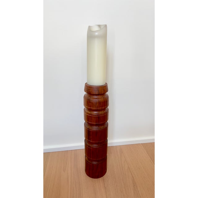 Mid-Century Modern Monumental 24" Staved Teak Floor Candle Holder For Sale - Image 3 of 6